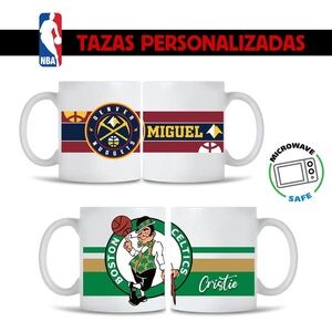 White Mugs for Dining with NBA Team Designs